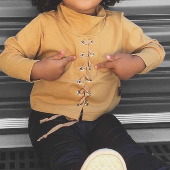 *NWT* 5T Laced up Mustard long sleeve - Picture 2 of 7